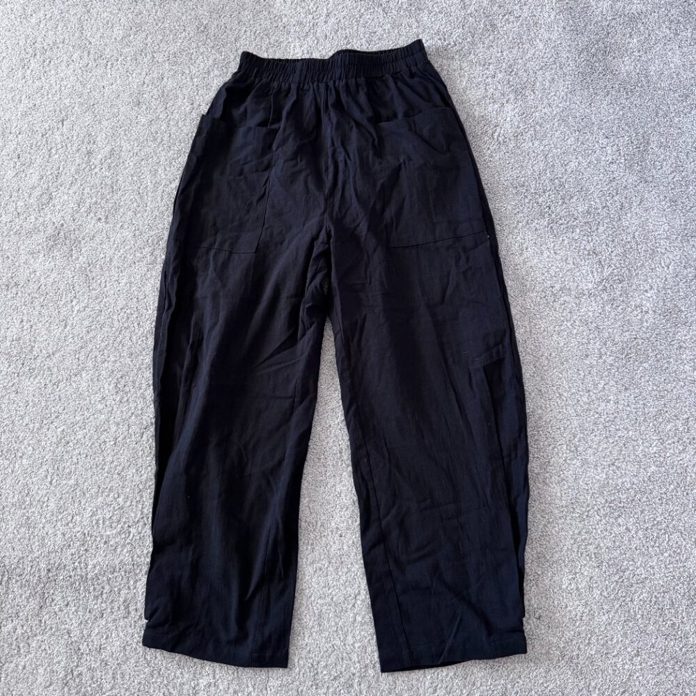 Women's Size Large CUPSHE Black Elastic Waist Tapered Leg Pants, NWT - Picture 2 of 8